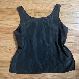 Y2k Express Tank Top Women Large Dark Gray 100% Silk Minimalist Capsule Wardrobe